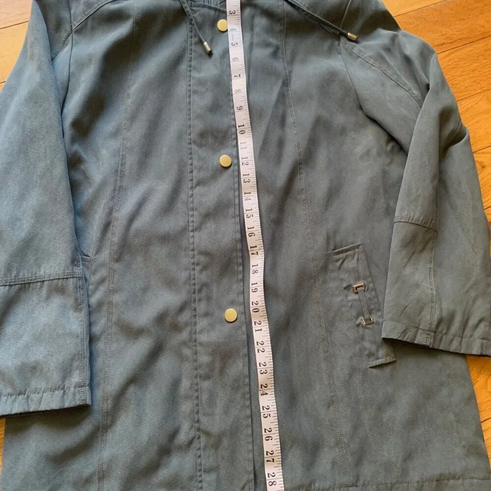 Fen-nelli Women’s Sage Green Suede Feel Hooded Jacket | Size 9/10 - Picture 6 of 10
